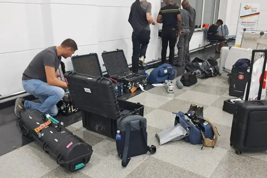 Unpacking the flight cases