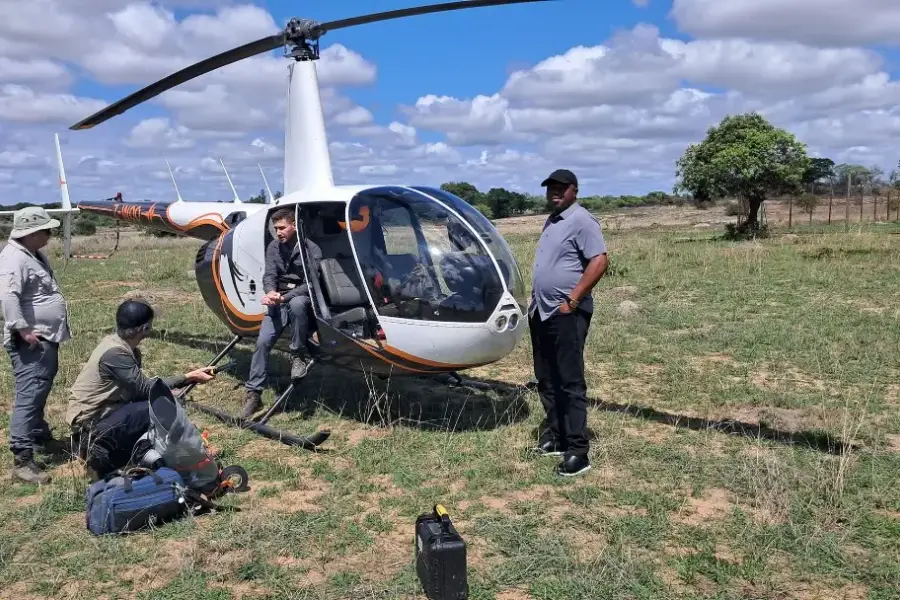 Filming from the helicopter