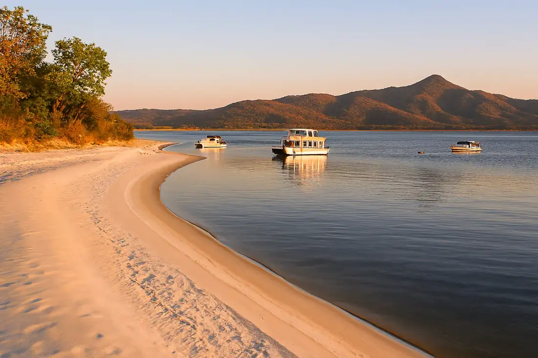 White sand on the lakeshore at Binga