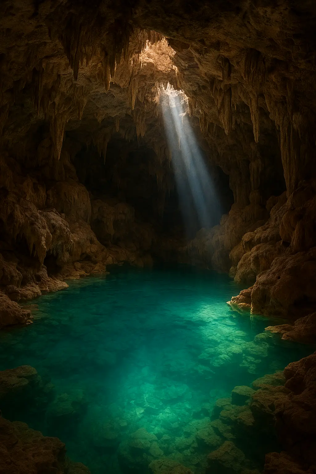 The blue pool inside the Chinhoyi Caves