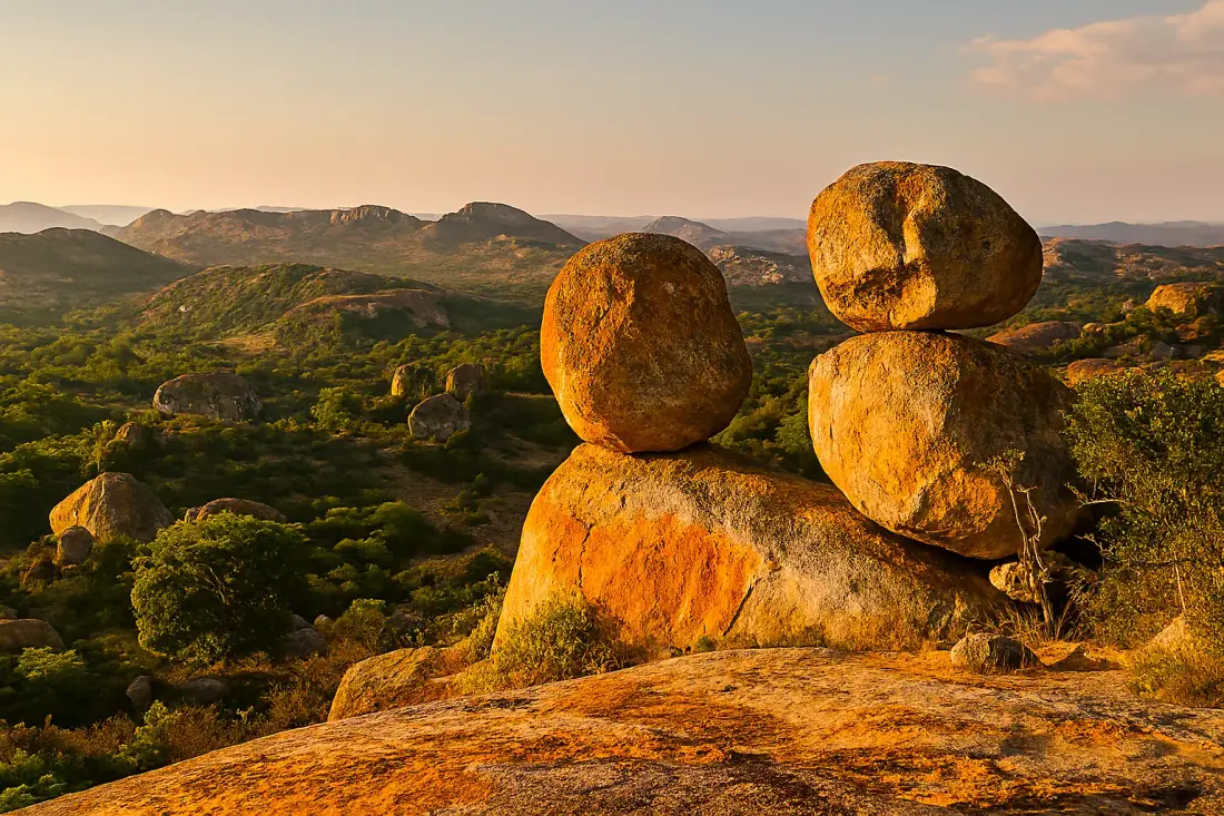 Balancing granite boulders in the Matobo Hills