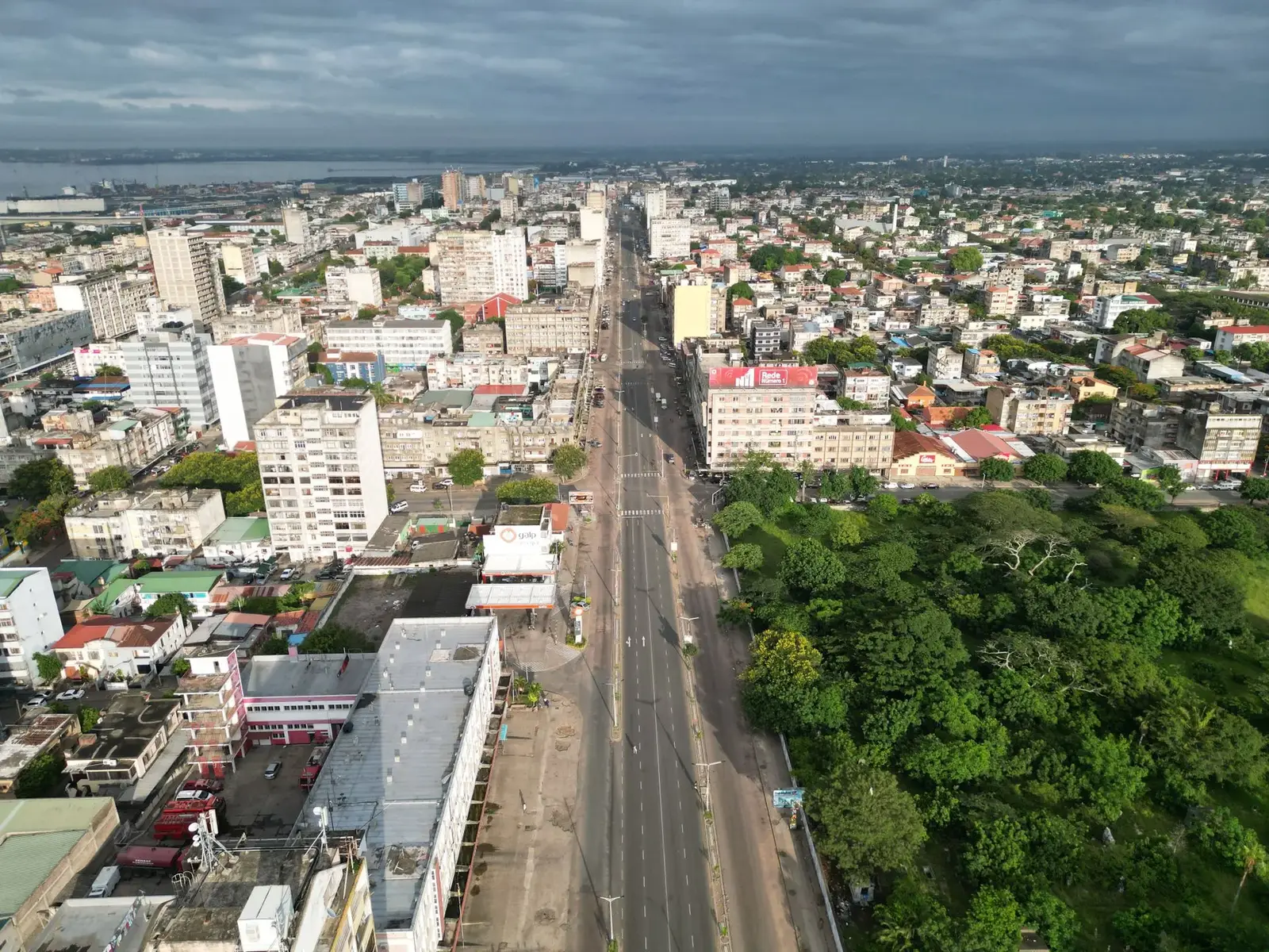 An aerial view of central Maputo and its avenues
